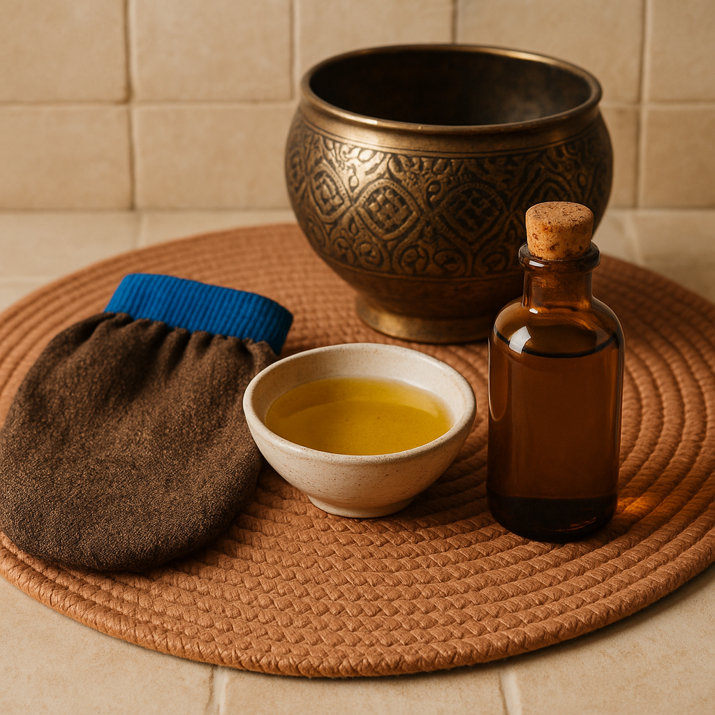 Moroccan Hammam Ritual: Kessa Glove Exfoliation and Argan Oil Hydration
