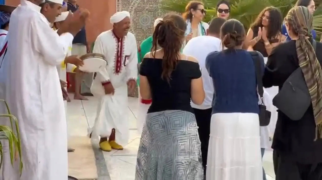 Musicians and guests gathered at Dar Cherfa