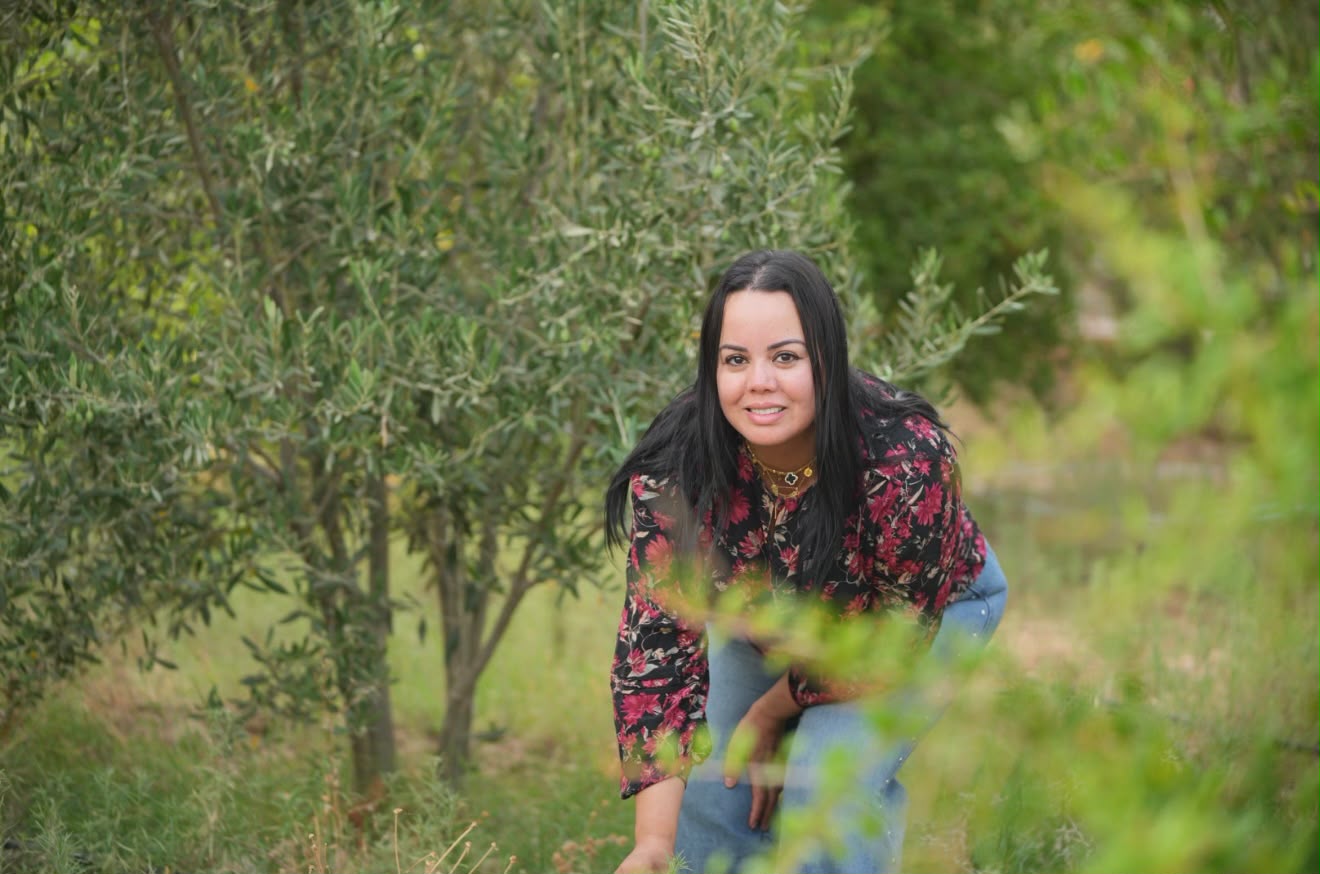 Lalla Meriam in the olive grove at Dar Cherfa